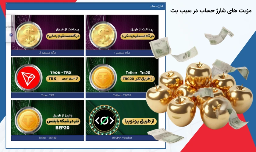 مزیت های شارژ حساب در سیب بت
